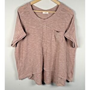 Cherish Women's Oversized Knit Short‎ Sleeve Top Beige Sz S Lagenlook Peasant